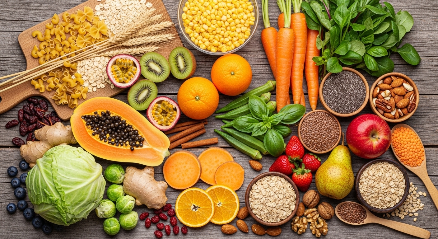 Whole foods like fruits, vegetables, and grains