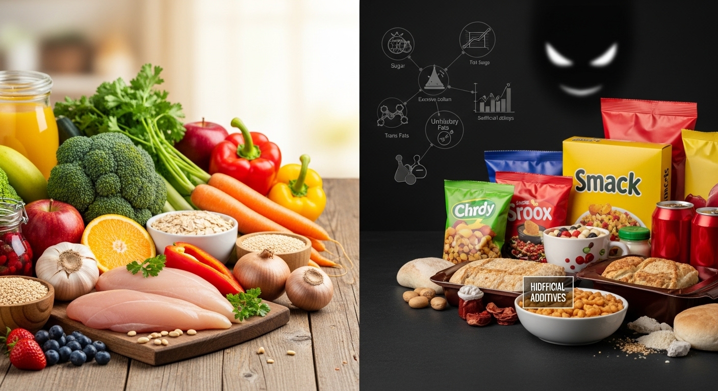 Whole foods like fruits, vegetables, and grains