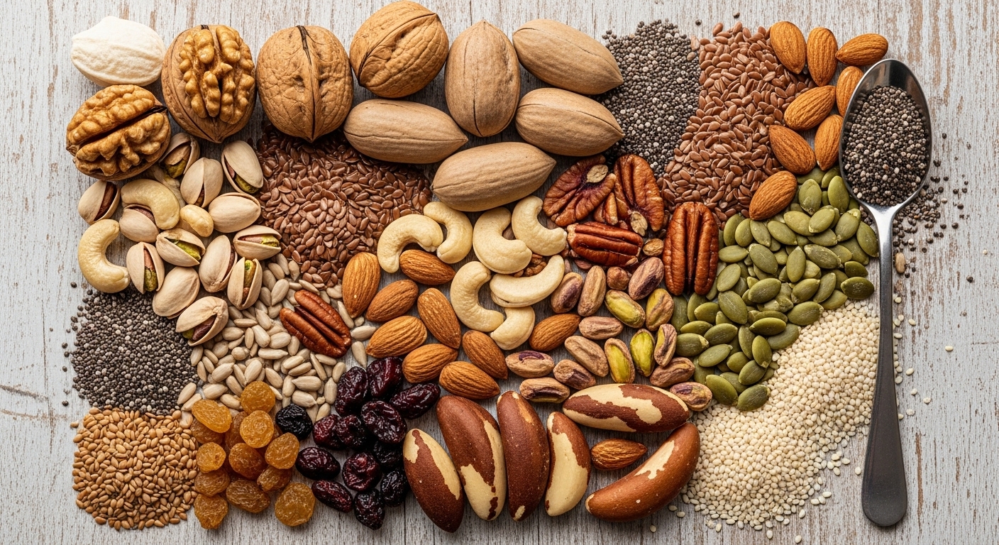 Nuts and seeds for healthy diet