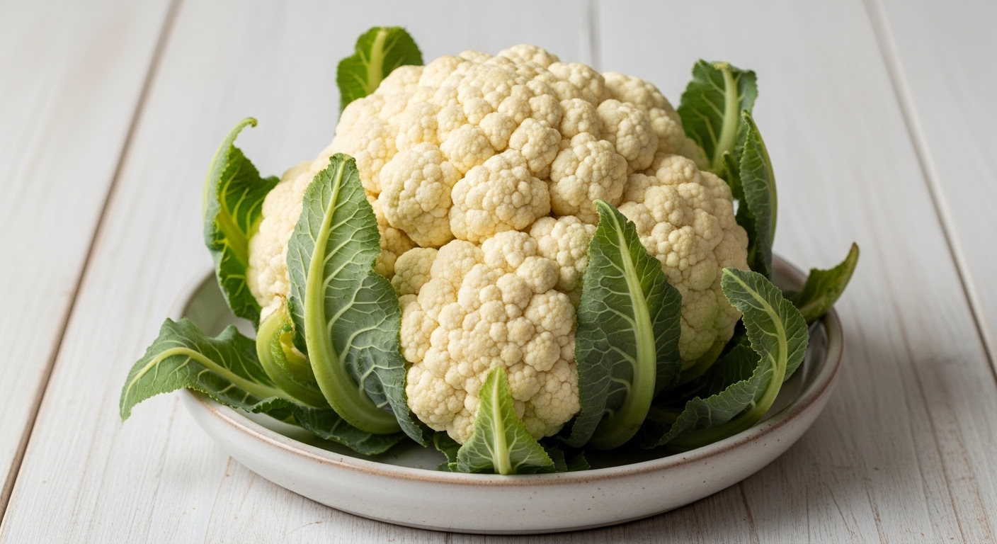 Fresh cauliflower head rich in vitamin C and fiber