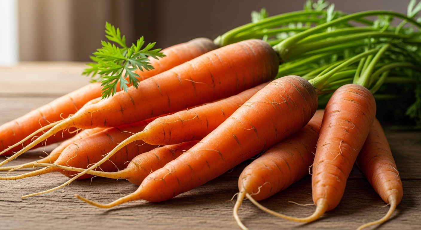 Fresh orange carrots high in beta-carotene