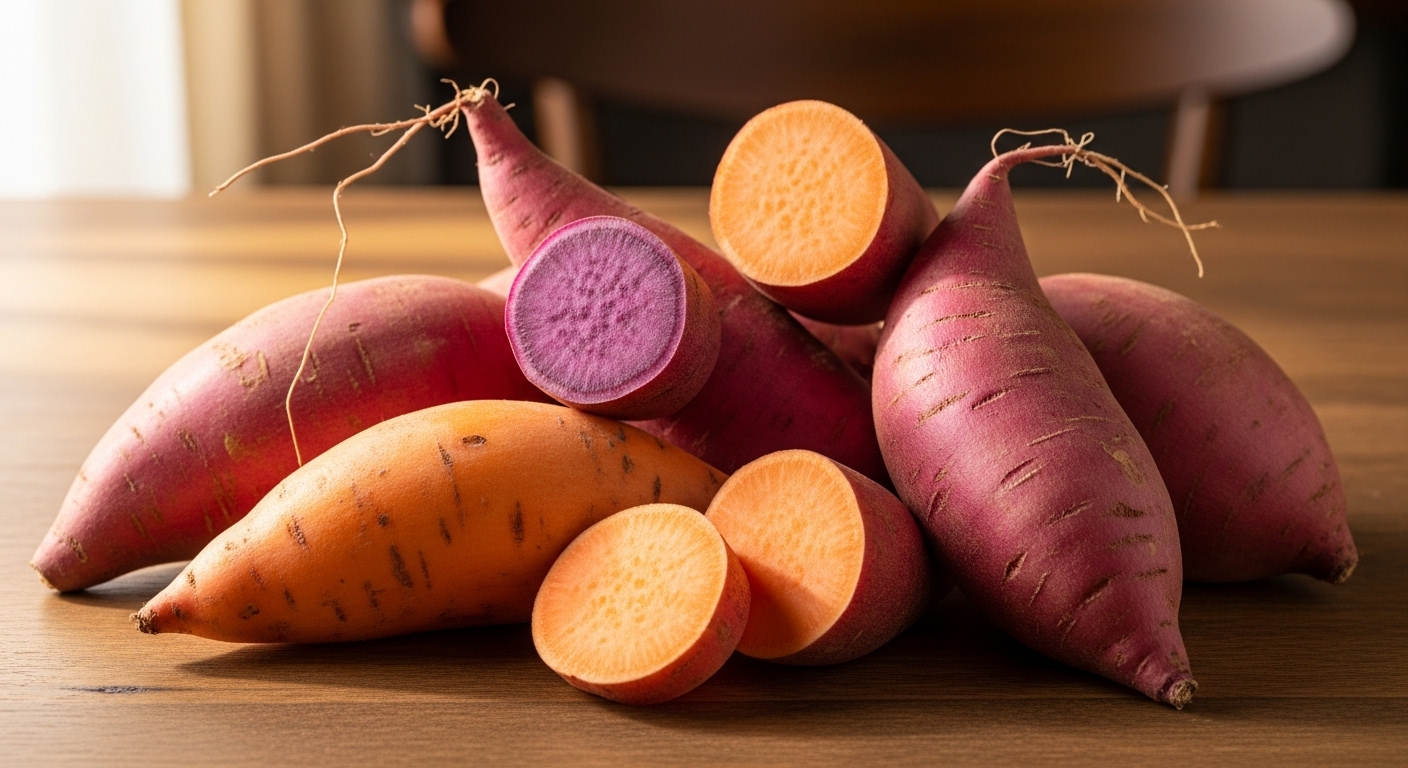 Sweet potatoes rich in vitamin A and fiber