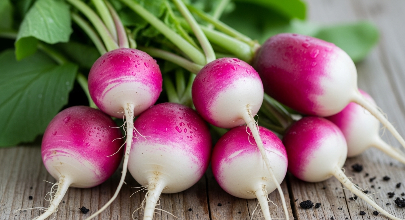 Fresh radishes, low-calorie and high in vitamin C