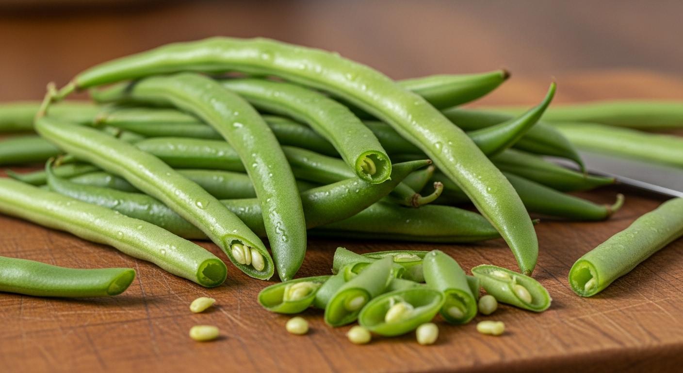Fresh green beans, good source of fiber and vitamin K