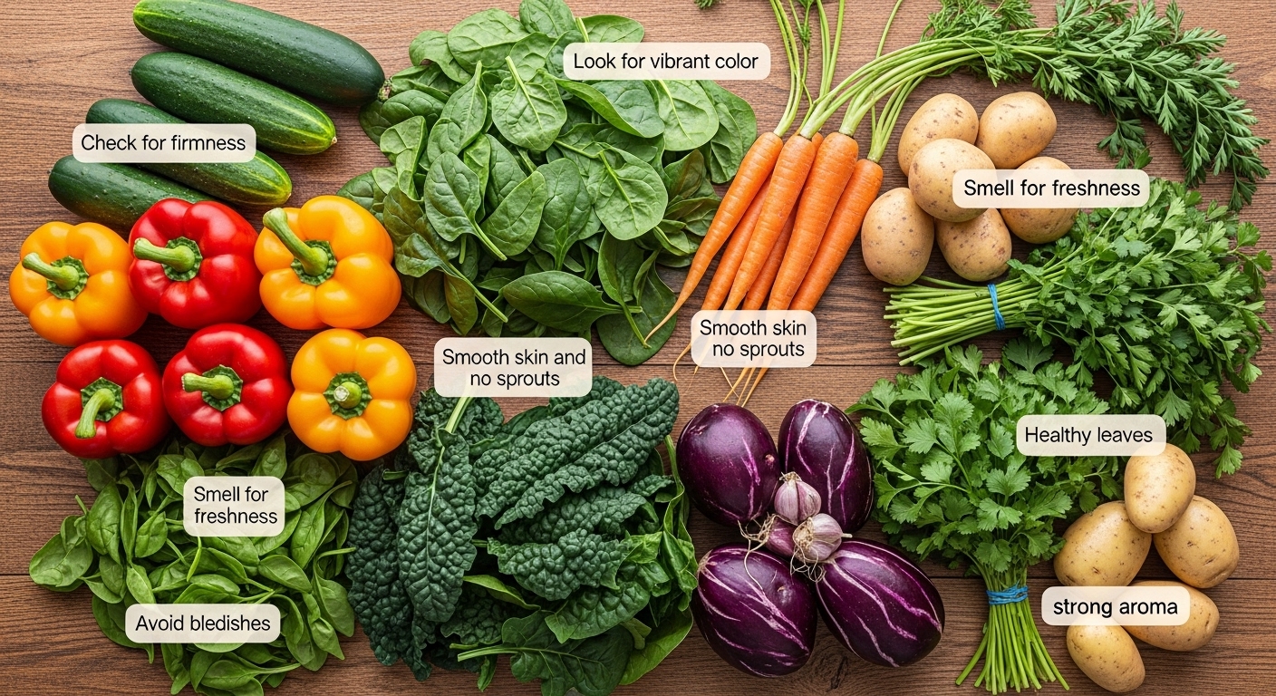 Fresh vegetables in a market with vibrant colors