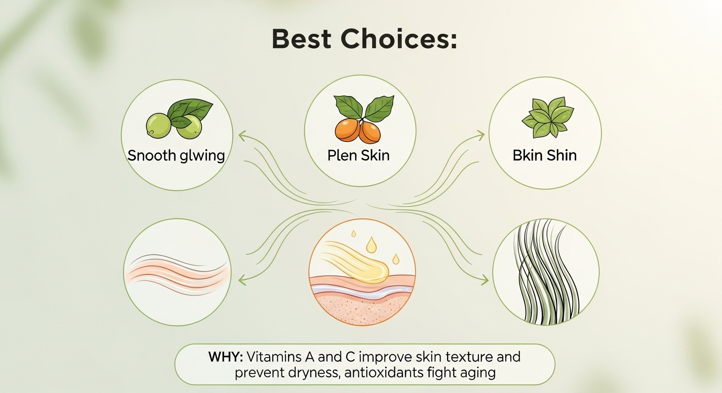 Carrots, avocado, and spinach for skin and hair health