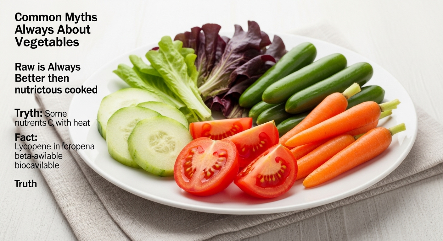 Raw and cooked vegetables on a plate