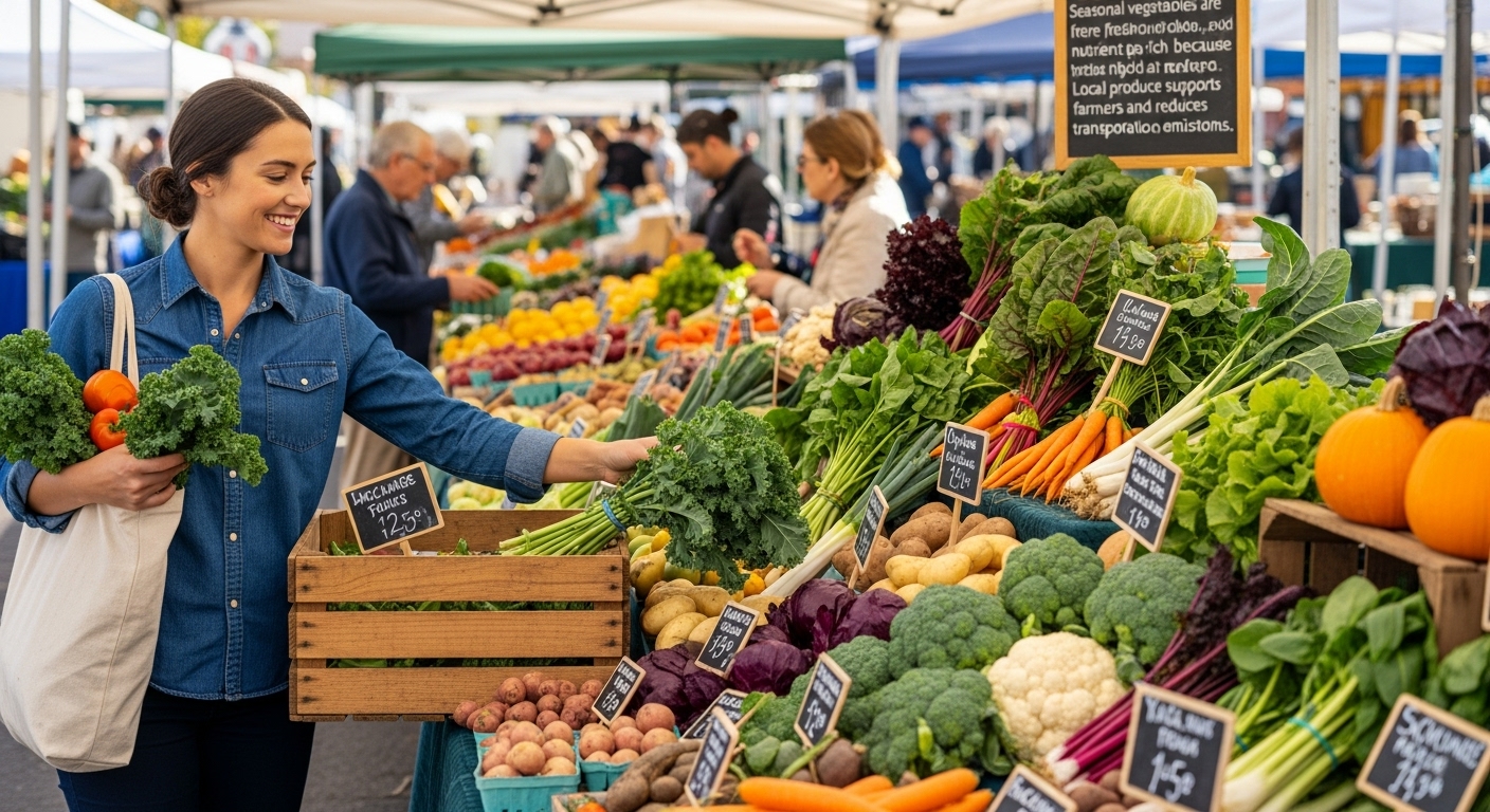 Fresh vegetables at a local farmer's market