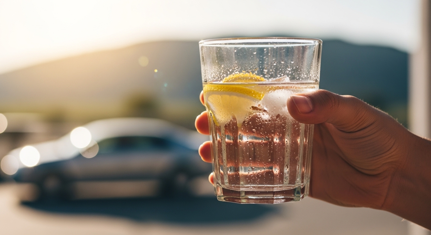 Water glass and hydration concept