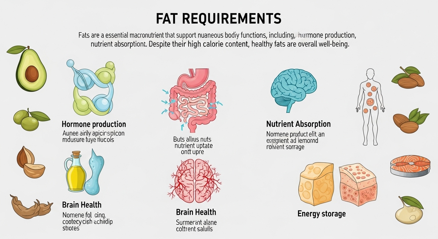 Healthy fat sources like avocado, nuts, and fish