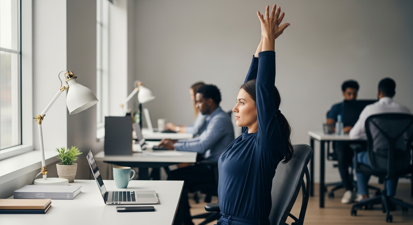 Person doing desk exercises